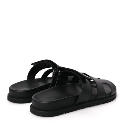Hermes Calfskin Womens Chypre Sandals 36.5 Black 5 of 7