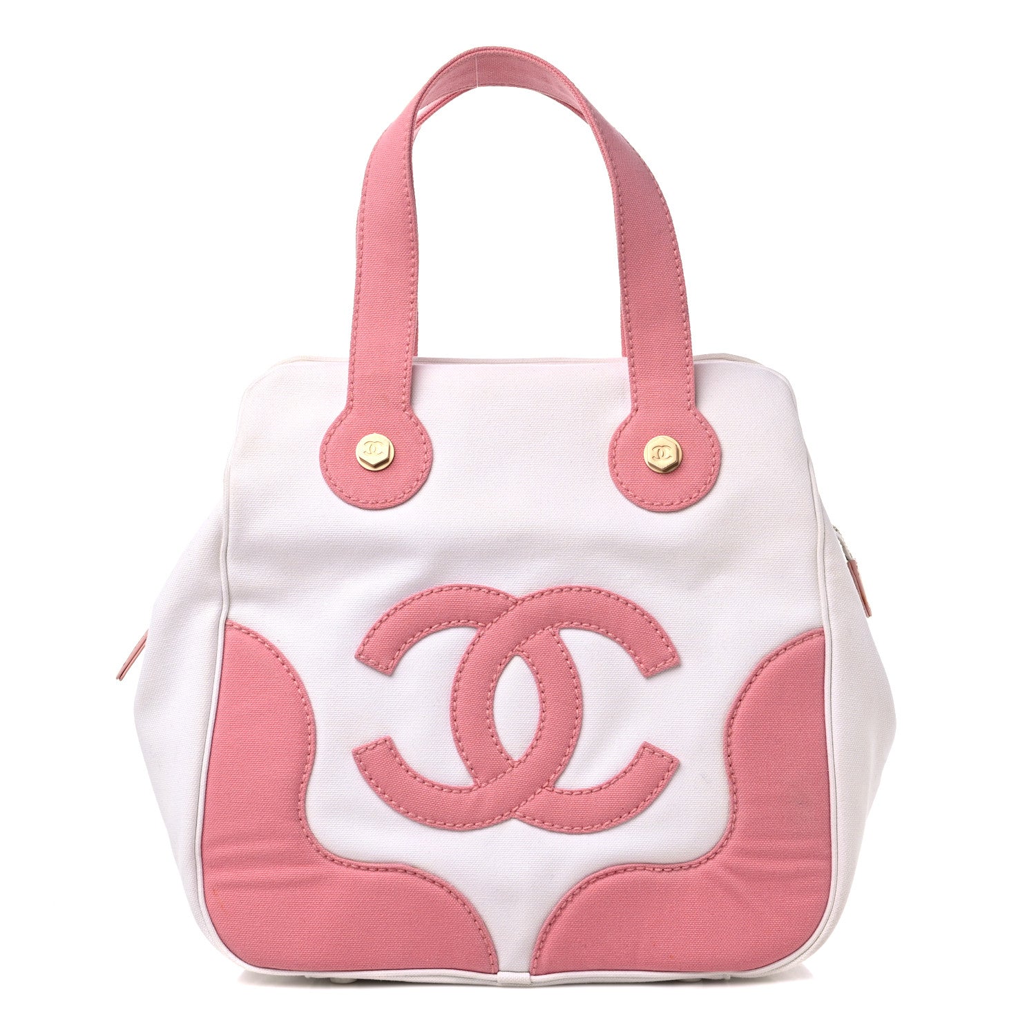 Chanel Canvas CC Handbag Pink White 1 of 14