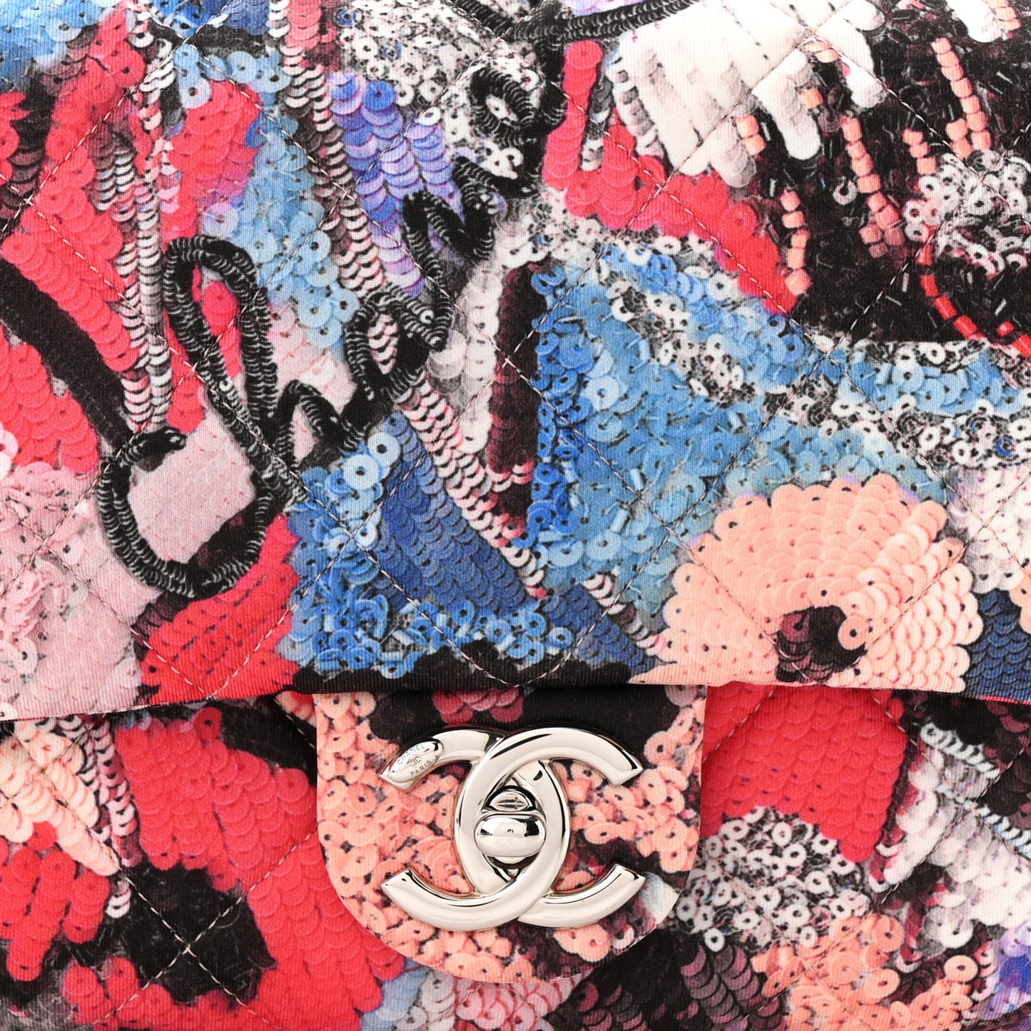 Canvas Sequin Print Quilted Waist Bag Multicolor