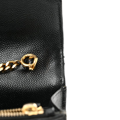 Saint Laurent Grain De Poudre Matelasse Chevron Monogram Envelope Chain Wallet Black 11 of 12