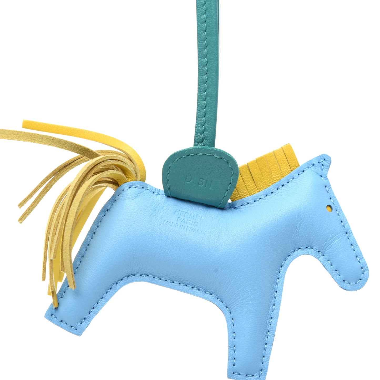 Milo Lambskin Grigri Rodeo Horse Bag Charm PM Bleu Celeste Lime Malachite
