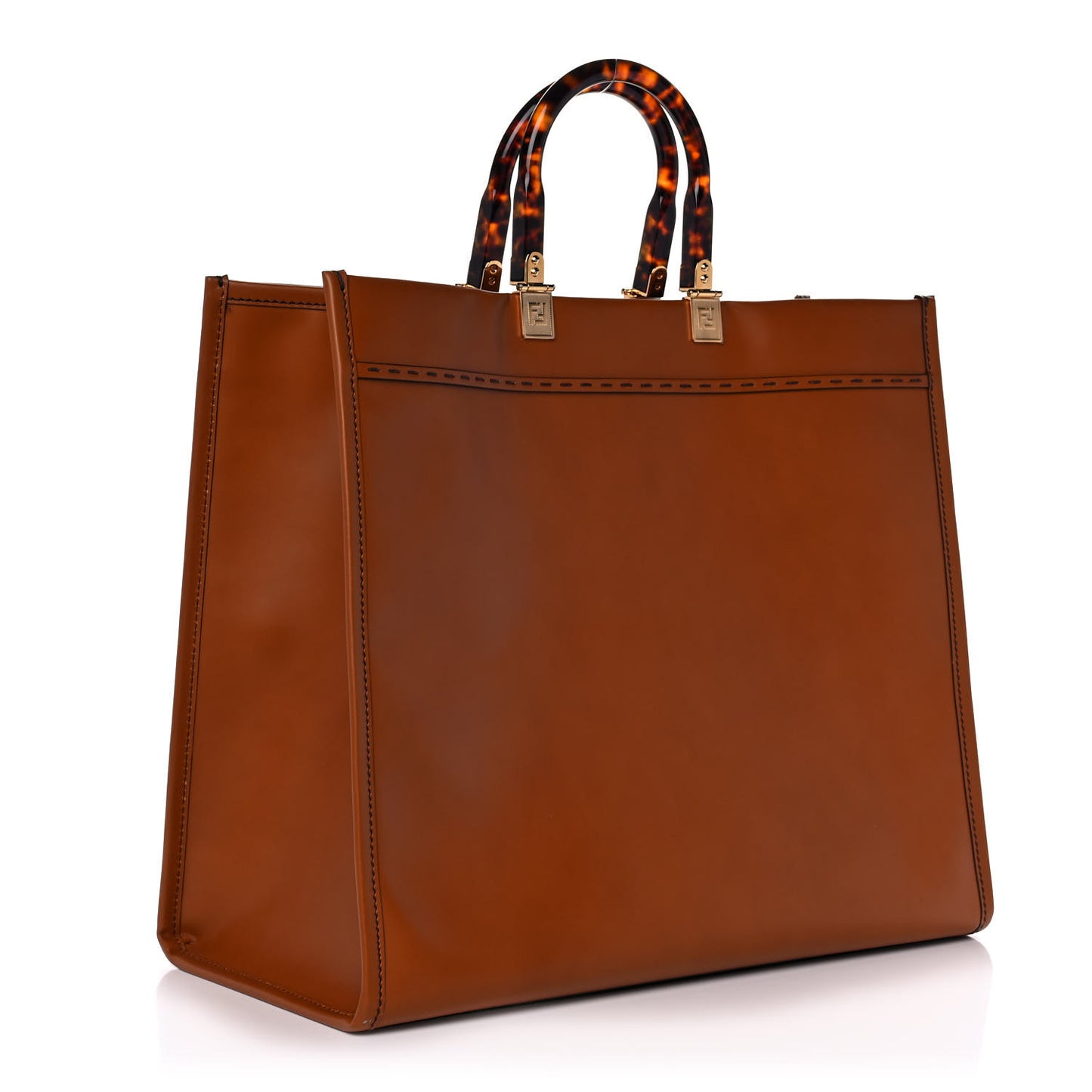 Vitello King Plexiglass Medium Fendi Sunshine Shopper Tote Cuoio