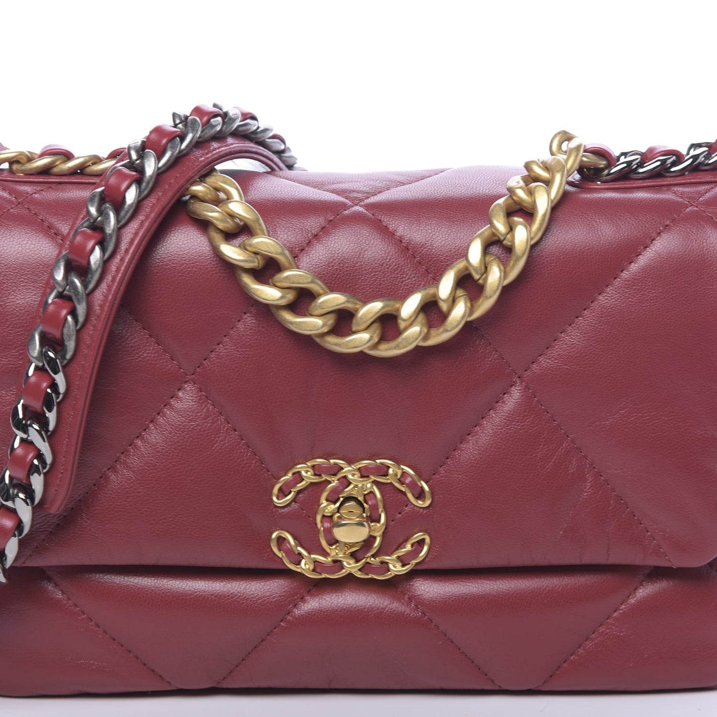Goatskin Quilted Medium 19 Flap Dark Red
