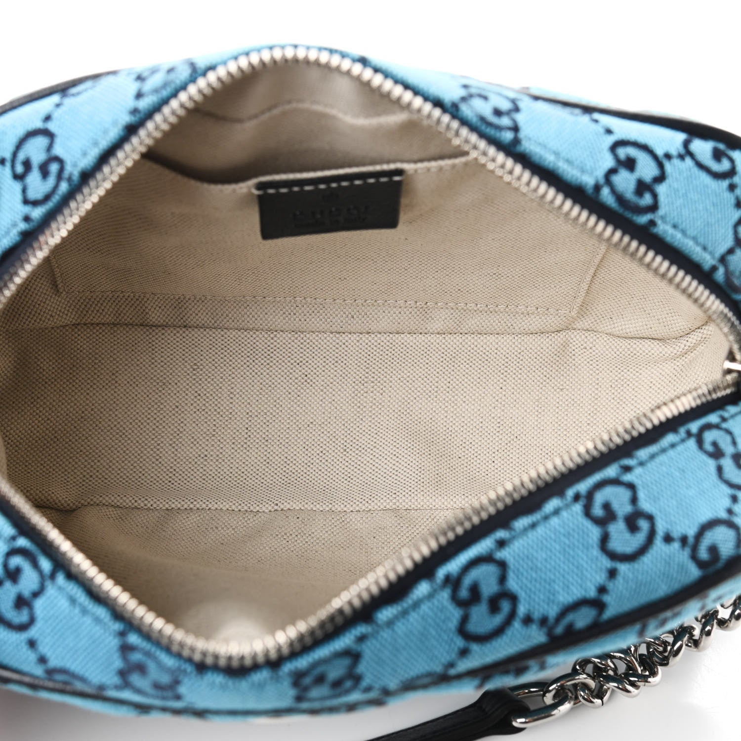 Gucci Monogram Multicolor Matelasse Diagonal Small GG Marmont Chain Shoulder Bag Light Blue 10 of 17