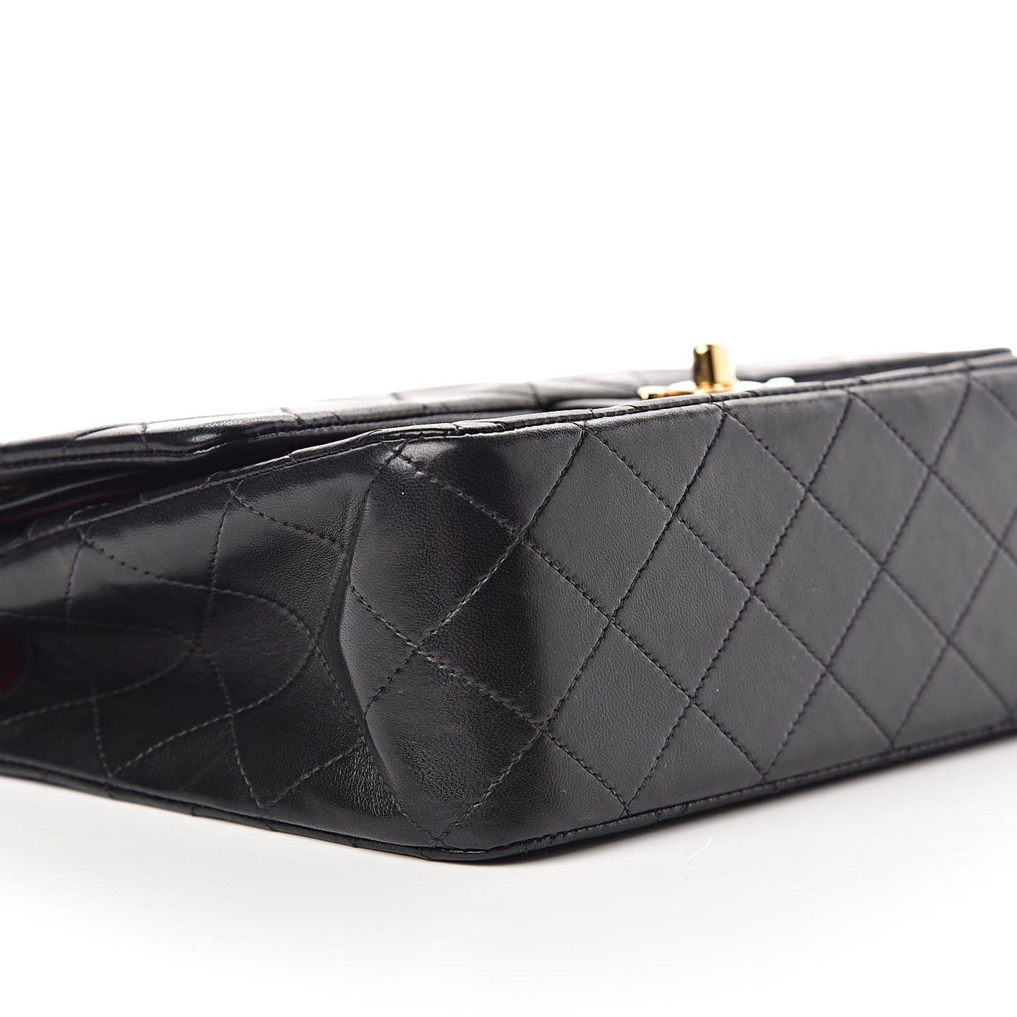 Lambskin Quilted Medium Double Flap Black