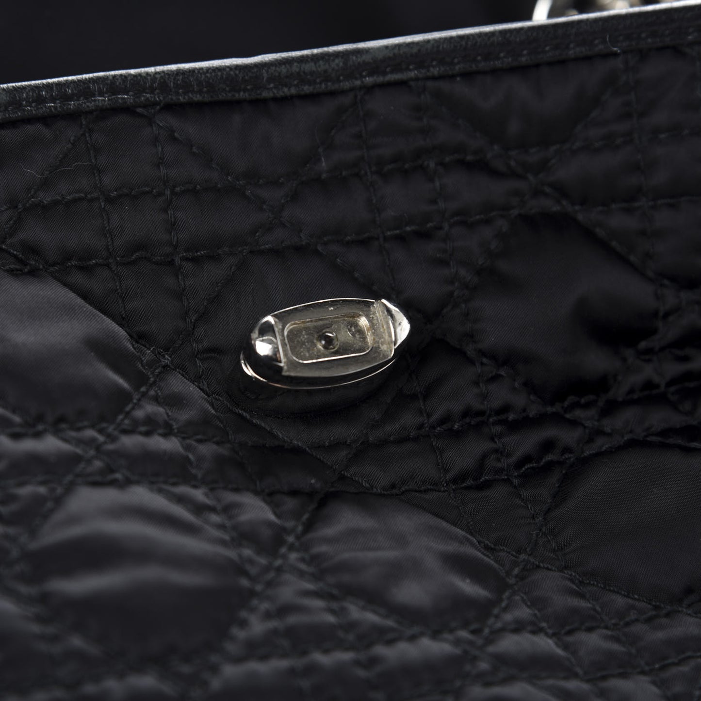 Satin Cannage Charming Lock Flap Shoulder Bag Black