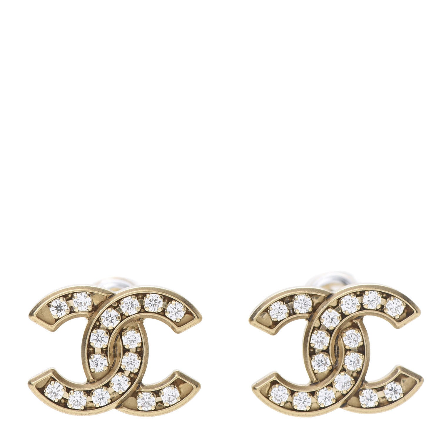 Chanel Crystal CC Earrings Gold 1 of 5
