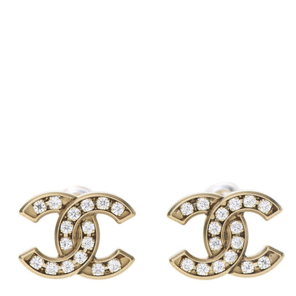 Chanel Crystal CC Earrings Gold 1 of 5