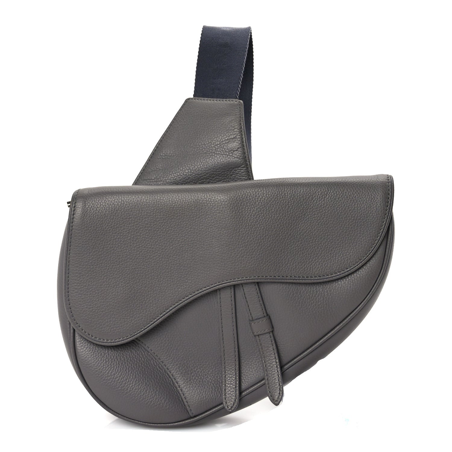 Christian Dior Grained Calfskin Mens Saddle Bag  Grey 1 of 8