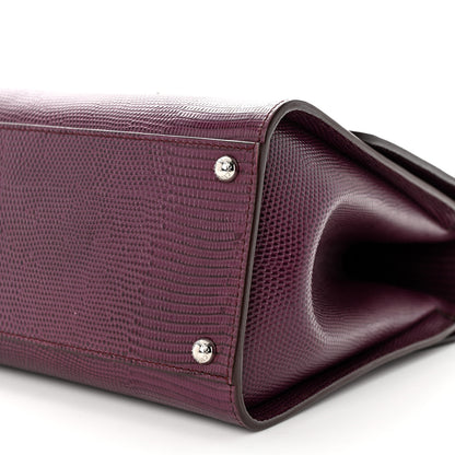 Dolce & Gabbana Lizard Calfskin Embossed Medium Monica Top Handle Bag Purple 10 of 10