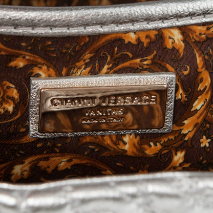 Versace Metallic Nappa Barocco Quilted Calliope Vanitas Shoulder Bag Silver 7 of 7