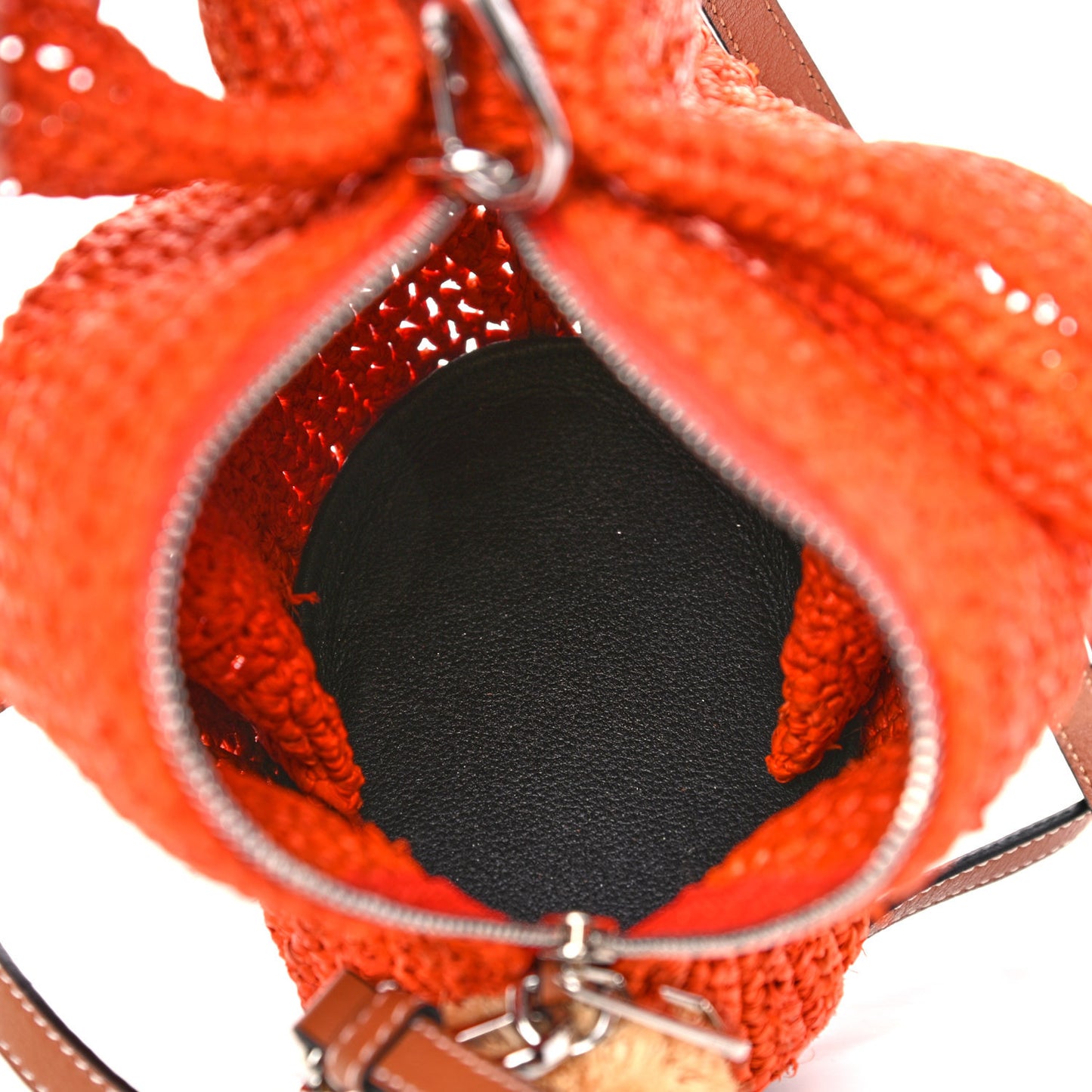 Raffia Mini Bunny Crossbody Bag Orange