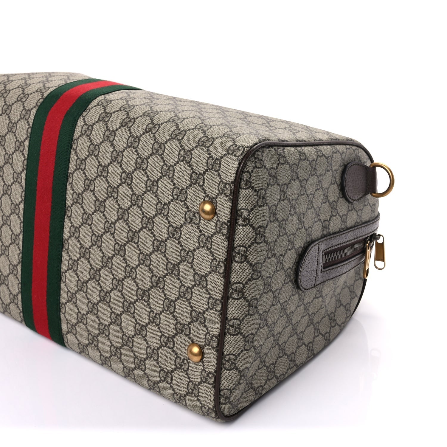Gucci GG Supreme Monogram Textured Dollar Calfskin Web Medium Ophidia Carry-On Duffle Bag Beige Ebony New Acero 7 of 8
