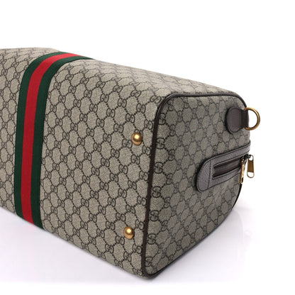 Gucci GG Supreme Monogram Textured Dollar Calfskin Web Medium Ophidia Carry-On Duffle Bag Beige Ebony New Acero 7 of 8