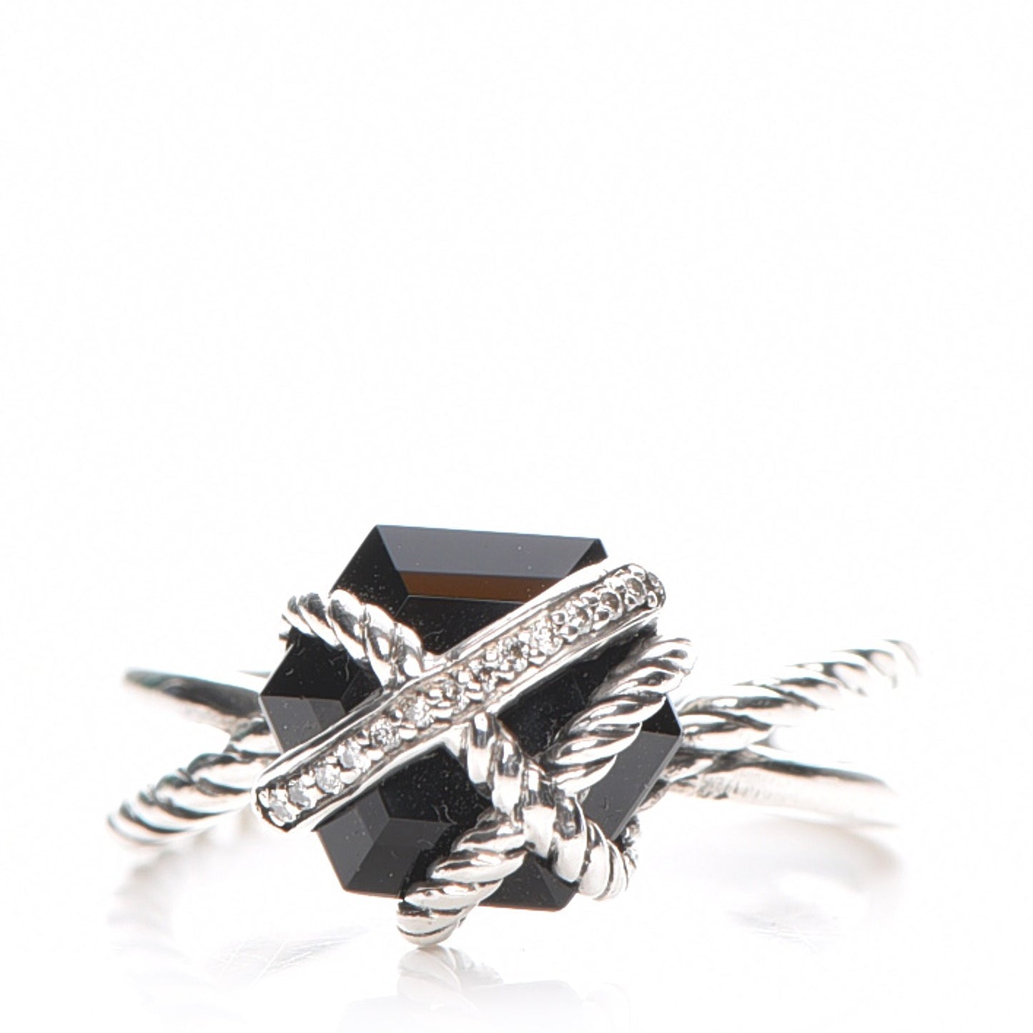 Sterling Silver Diamond Black Onyx 10mm Cable Wrap Ring 53.5 6.75