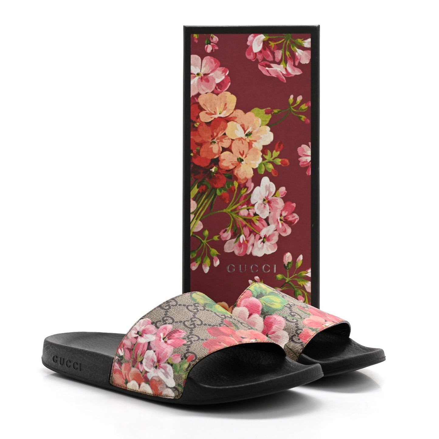 GG Supreme Monogram Blooms Slide Sandals 39 Beige Multicolor