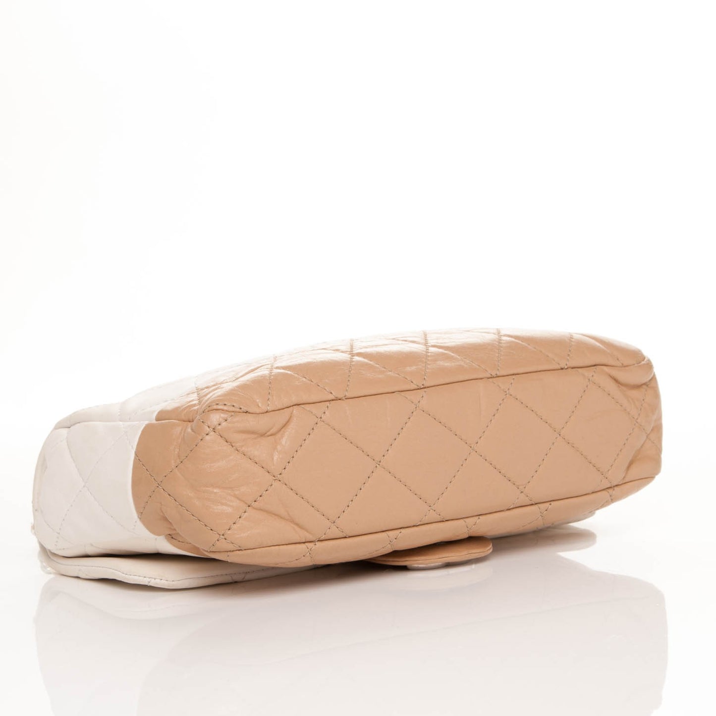 Lambskin Quilted Medium Flap Beige White