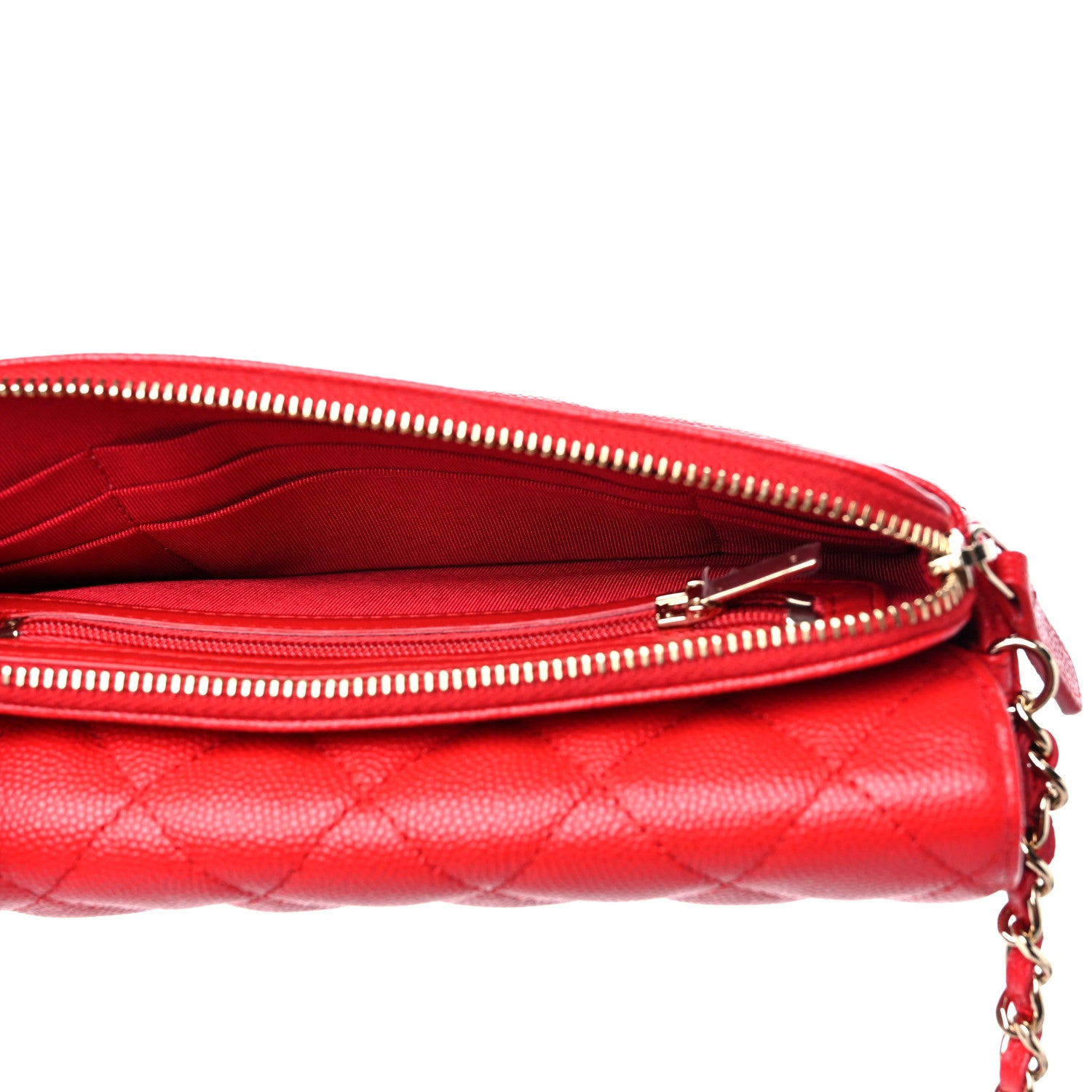 Chanel Caviar Quilted Flap Phone Holder With Chain Red 6 of 12