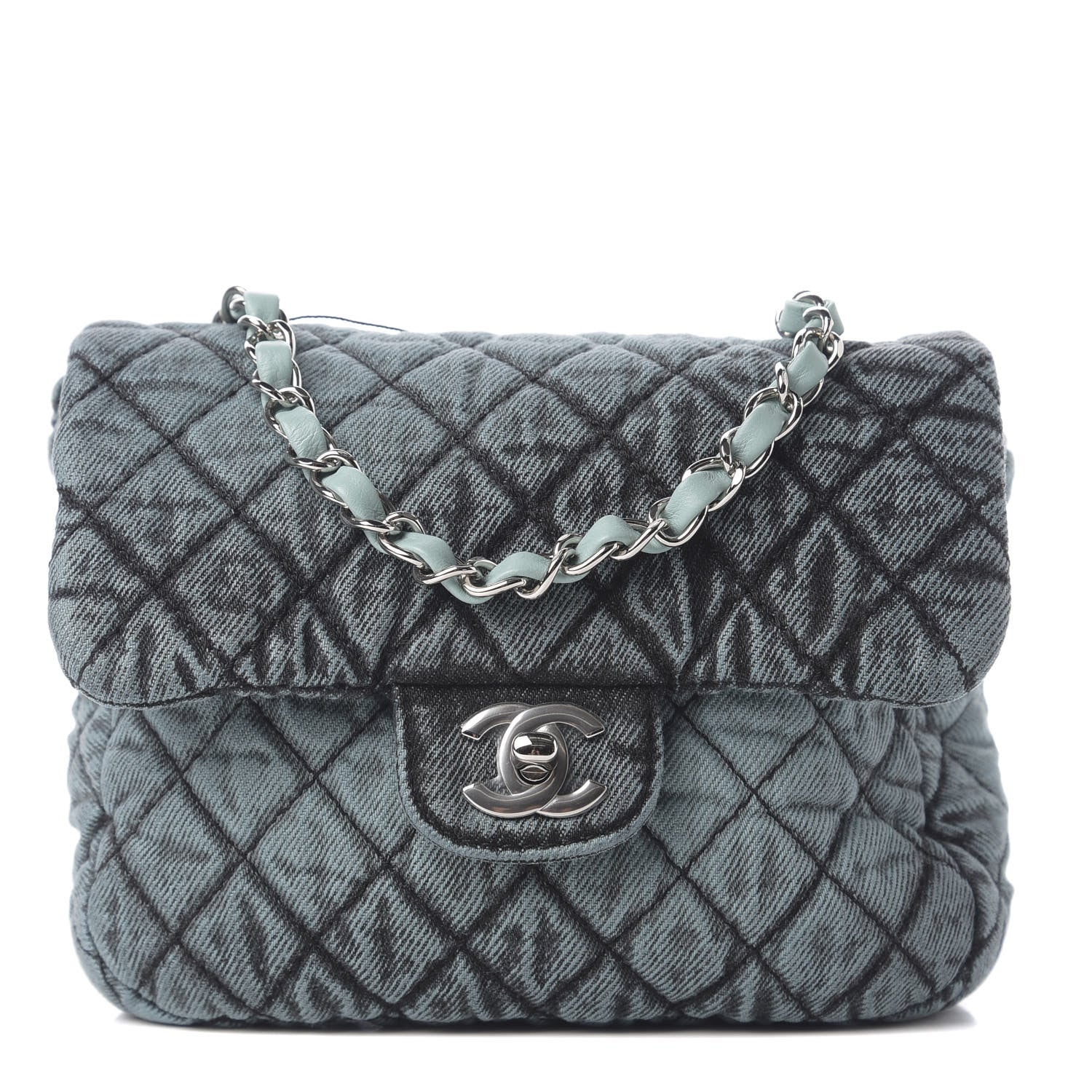 Chanel Washed Denim Quilted Small Denimpression Flap Blue Black 1 of 10