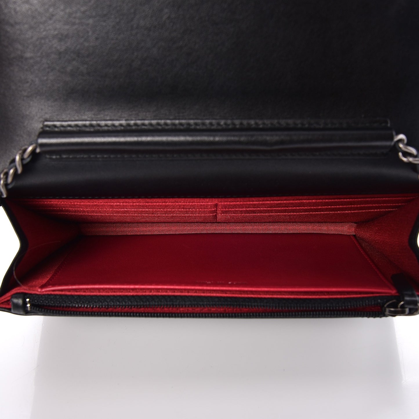 Aged Calfskin Quilted Gabrielle Wallet On Chain WOC Black