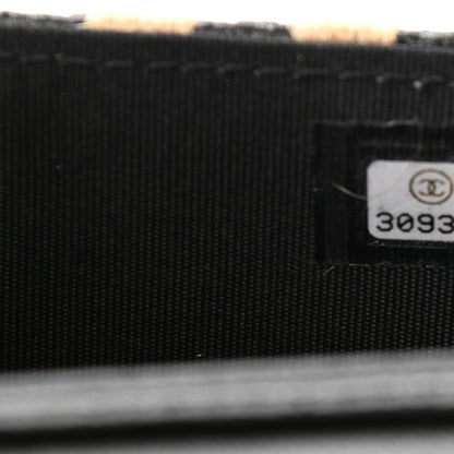 Chanel Raffia Jute Striped Belt Bag Black Beige 7 of 10