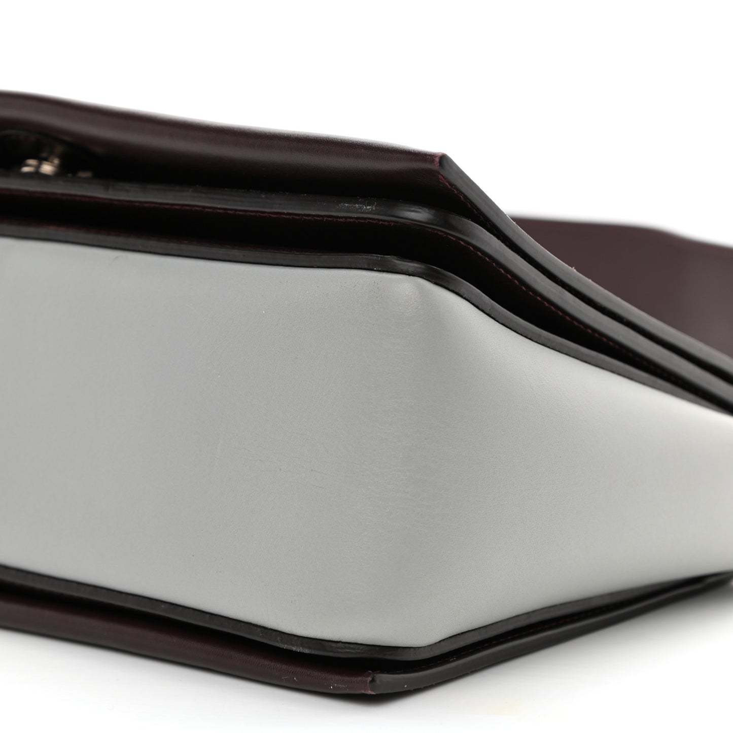 Shiny Smooth Calfskin Medium Frame Shoulder Bag Burgundy Pearl Blue