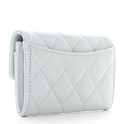 Chanel Caviar Quilted Flap Card Holder Wallet Light Blue 3 of 9