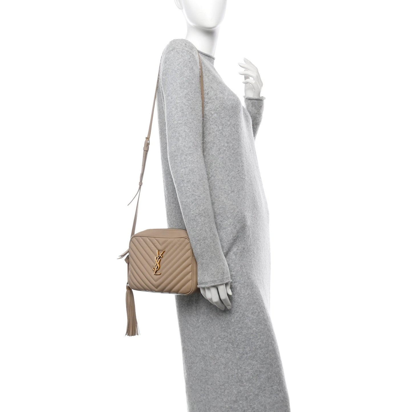 Calfskin Matelasse Monogram Lou Camera Bag Dark Beige