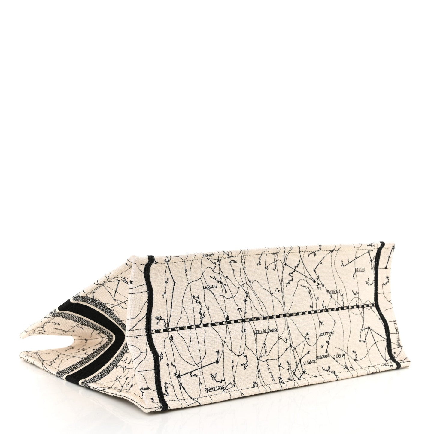 Canvas Embroidered Large Zodiac Book Tote Latte Multicolor