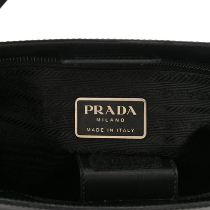 Prada Calfskin Embossed Shoulder Bag Black 6 of 8