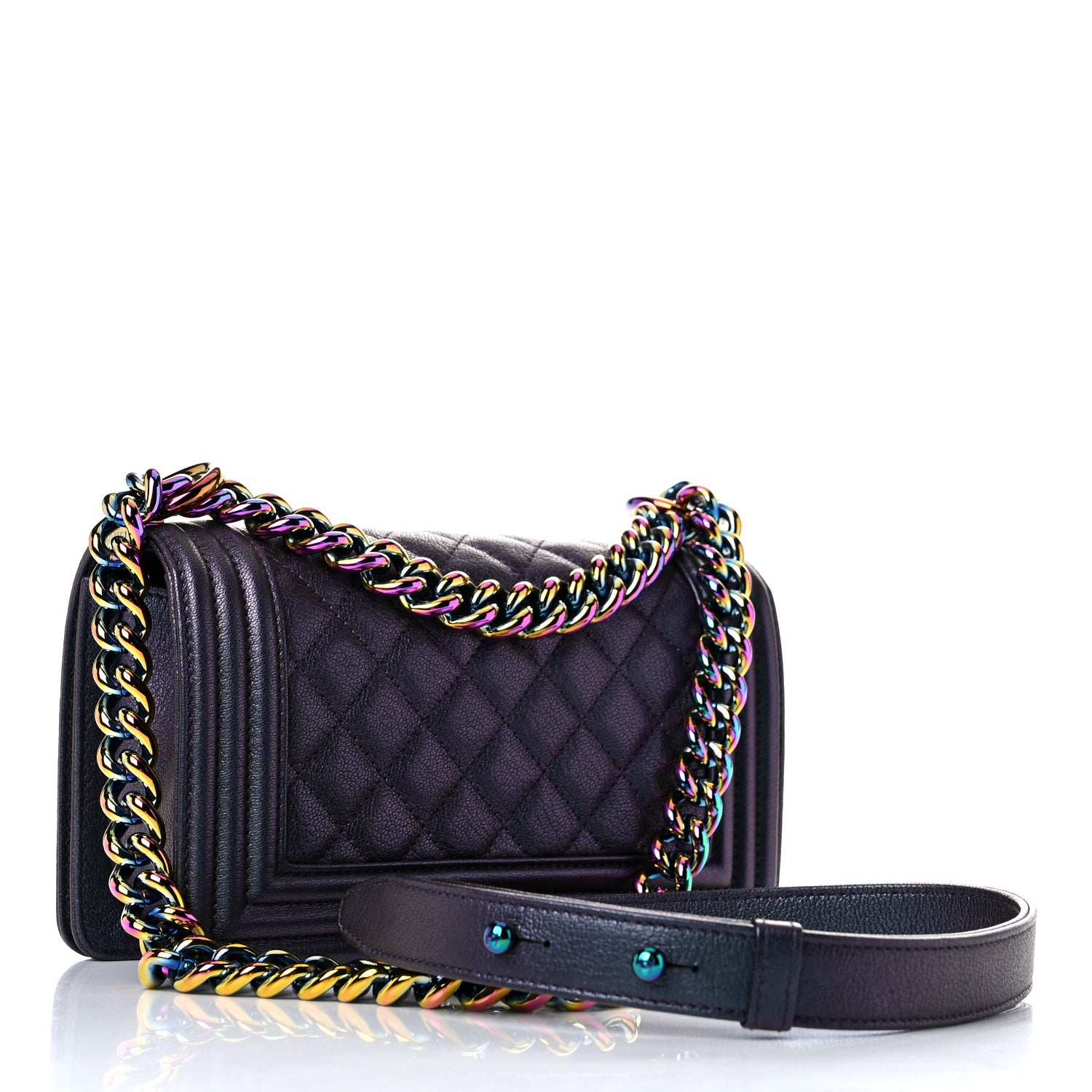 Chanel Iridescent Goatskin Quilted Small Boy Flap Purple 3 of 10