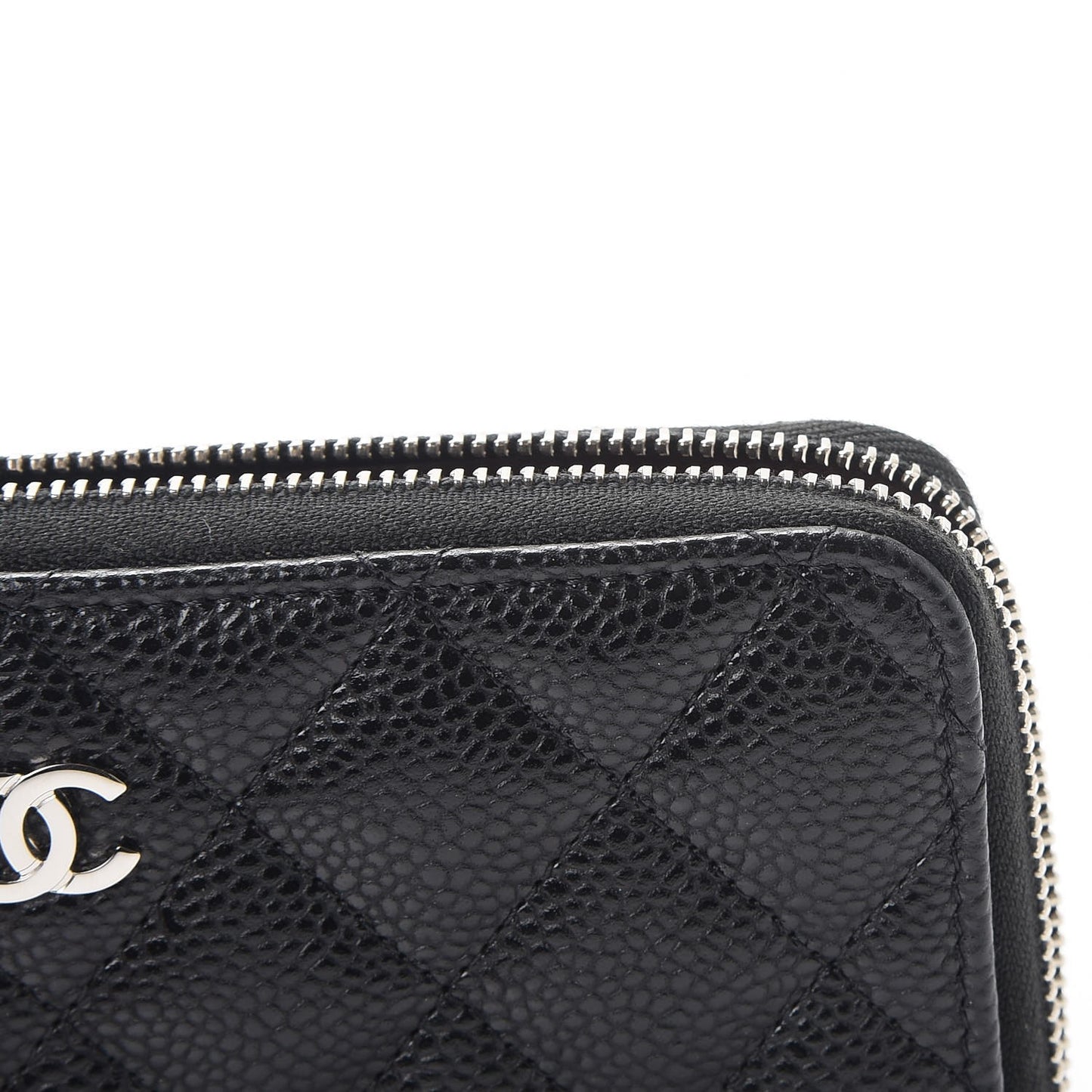 Caviar Quilted Medium Zip Around Wallet Black