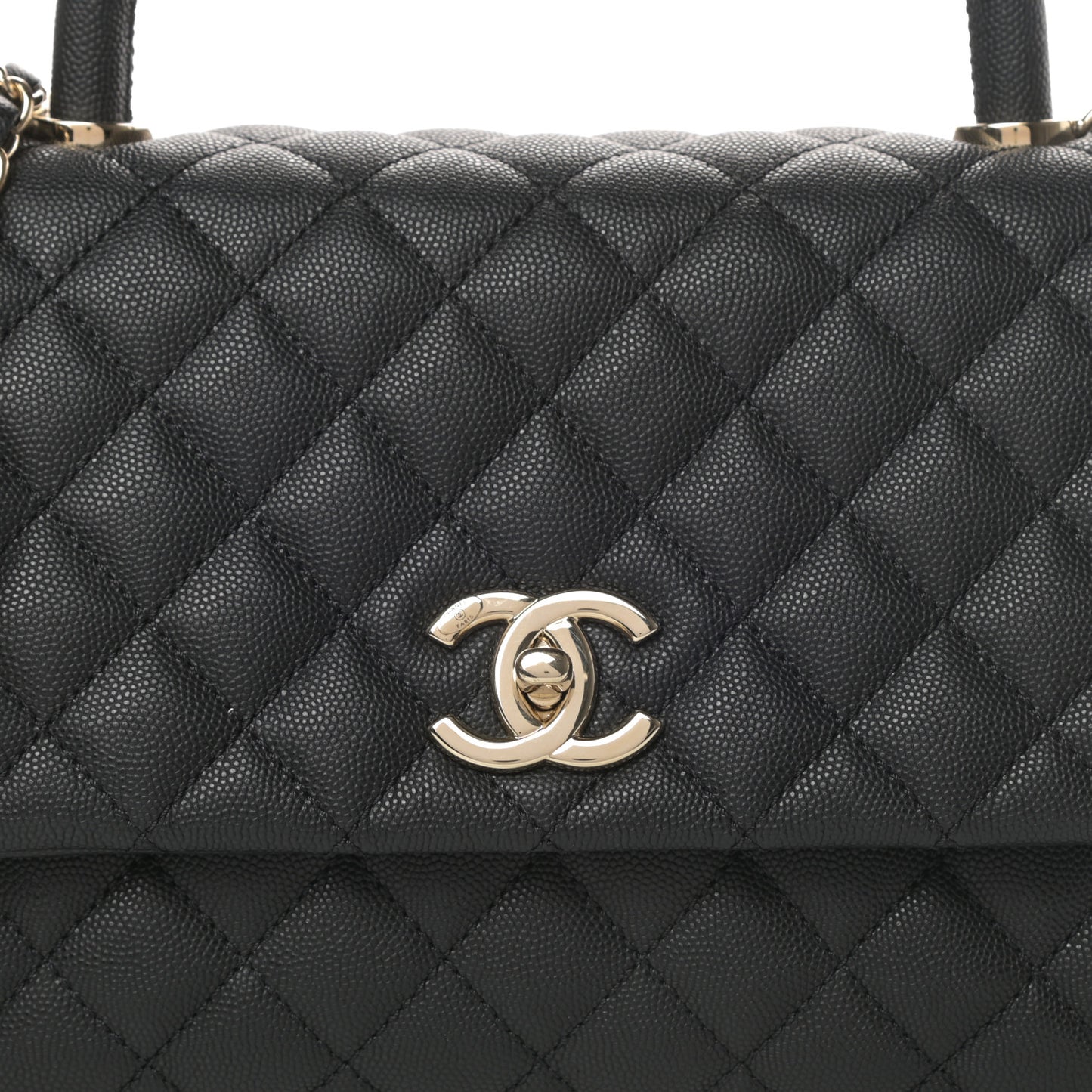 Caviar Quilted Small Coco Handle Flap Black