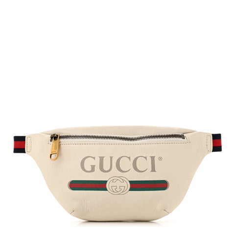 Grained Calfskin Small Logo Belt Bag White