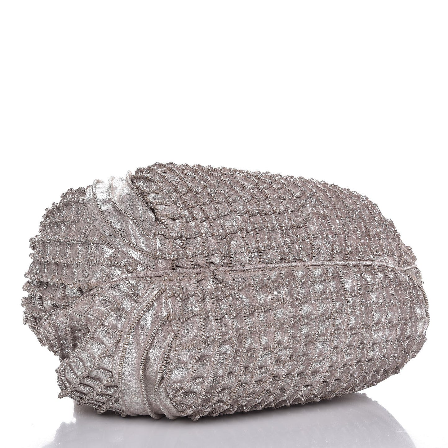 Metallic Boar Suede Fringed Spy Silver