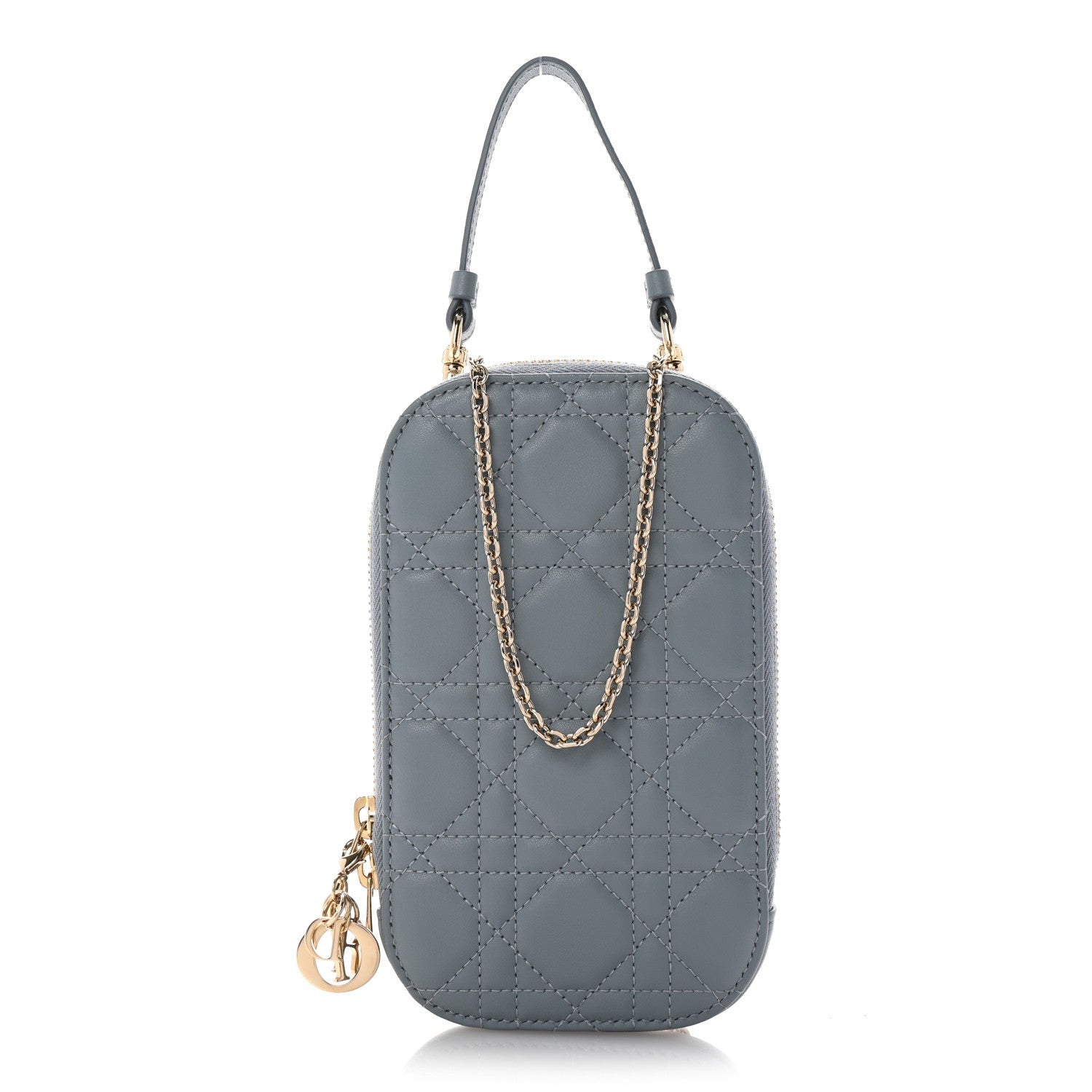 Christian Dior Lambskin Cannage Lady Dior Phone Holder Cloud Blue 1 of 7