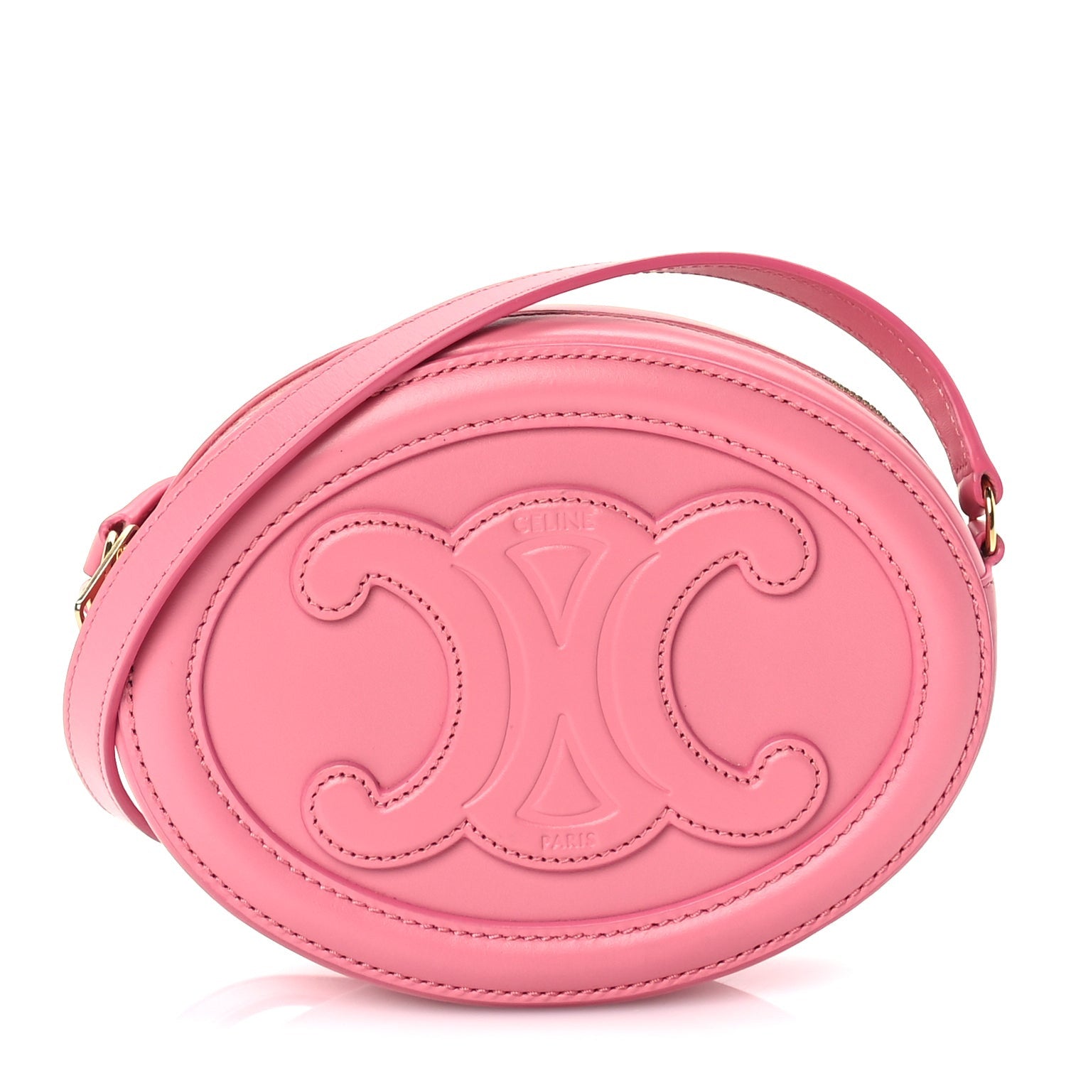 Celine Smooth Calfskin Cuir Small Triomphe Oval Crossbody Purse  Pink 1 of 8