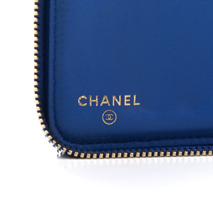 Chanel Lambskin Quilted Large Zip Around Organizer Wallet Blue 6 of 10