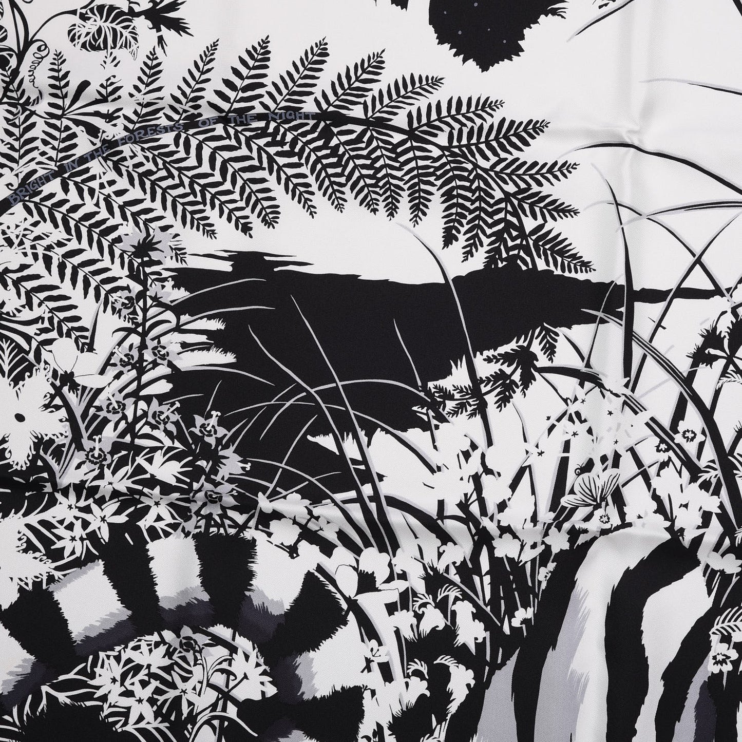 Silk Tyger Tyger Scarf 90 Noir Blanc Gris