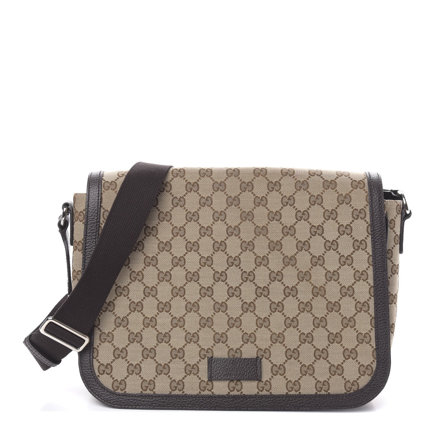 Gucci Monogram Large Flap Messenger Bag Beige Dark Brown 1 of 11