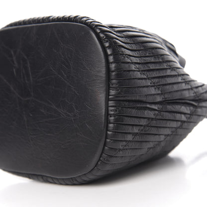 Chanel Iridescent Crumpled Calfskin Coco Pleats Small Drawstring Bag Black 8 of 10