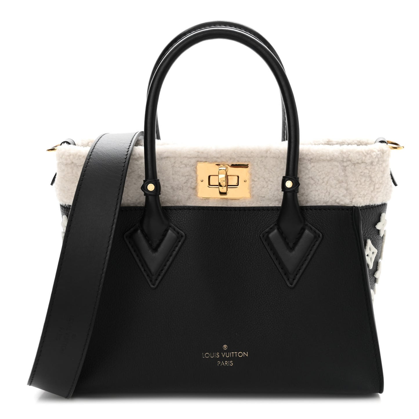 Grained Calfskin Shearling On My Side PM Black