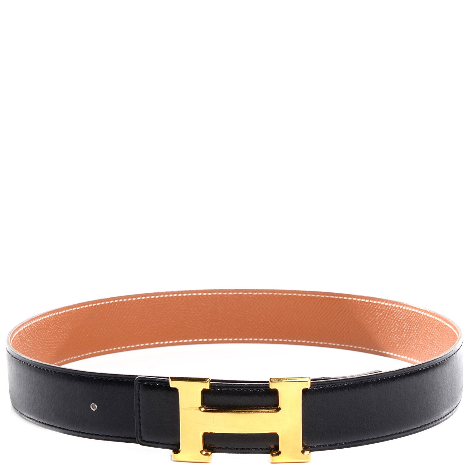 Hermes Box Courchevel Reversible Polished Constance 32mm H Belt Noir Gold 65 1 of 5