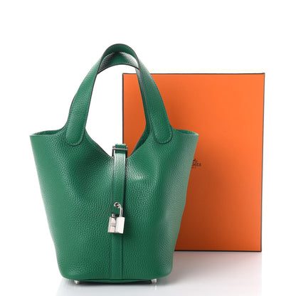 Hermes Taurillon Clemence Picotin Lock 18 PM Vert Vertigo 8 of 8