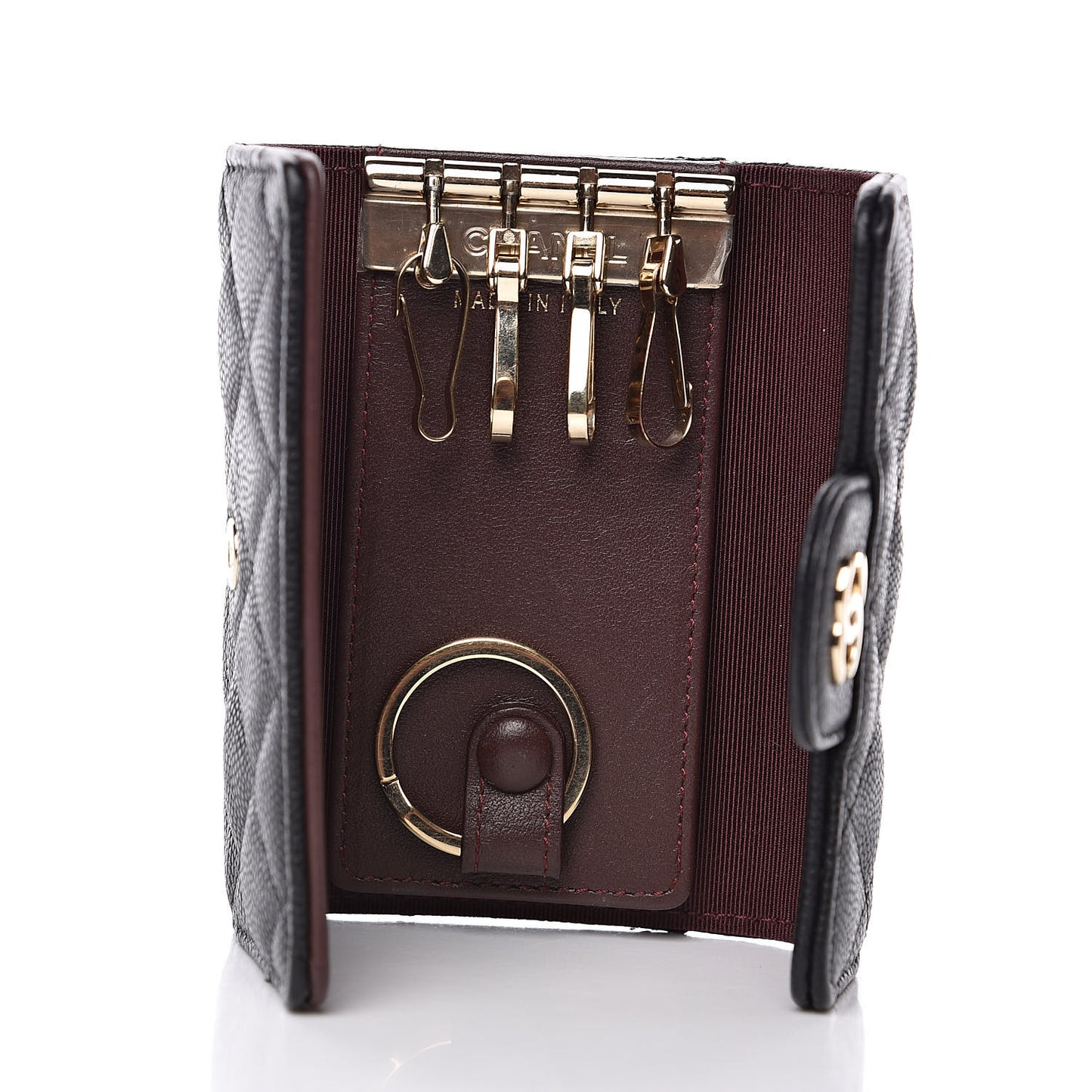 Caviar Quilted Classic 4 Key Holder Wallet Black