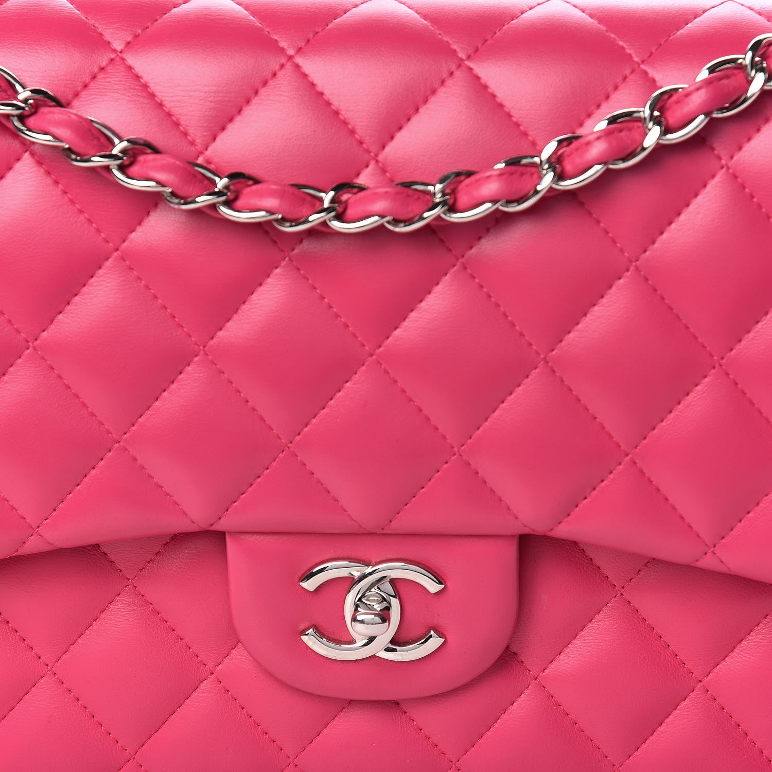 Chanel Lambskin Quilted Jumbo Double Flap Fuchsia 12 of 12