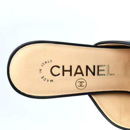 Chanel Lambskin Grosgrain Cap Toe CC Mules 37 Black 7 of 9