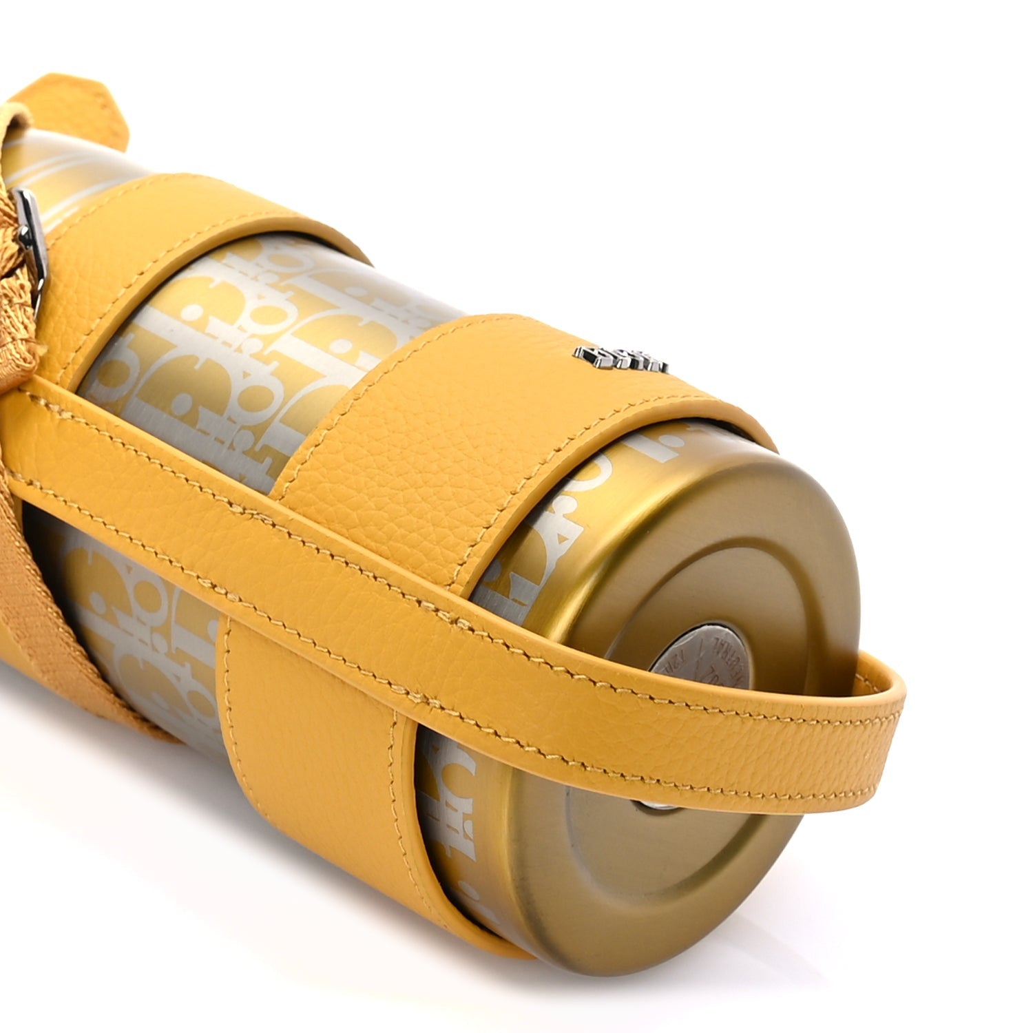 Christian Dior Oblique Stainless Steel Grained Calfskin Aqua Bottle With Shoulder Strap Yellow 5 of 8