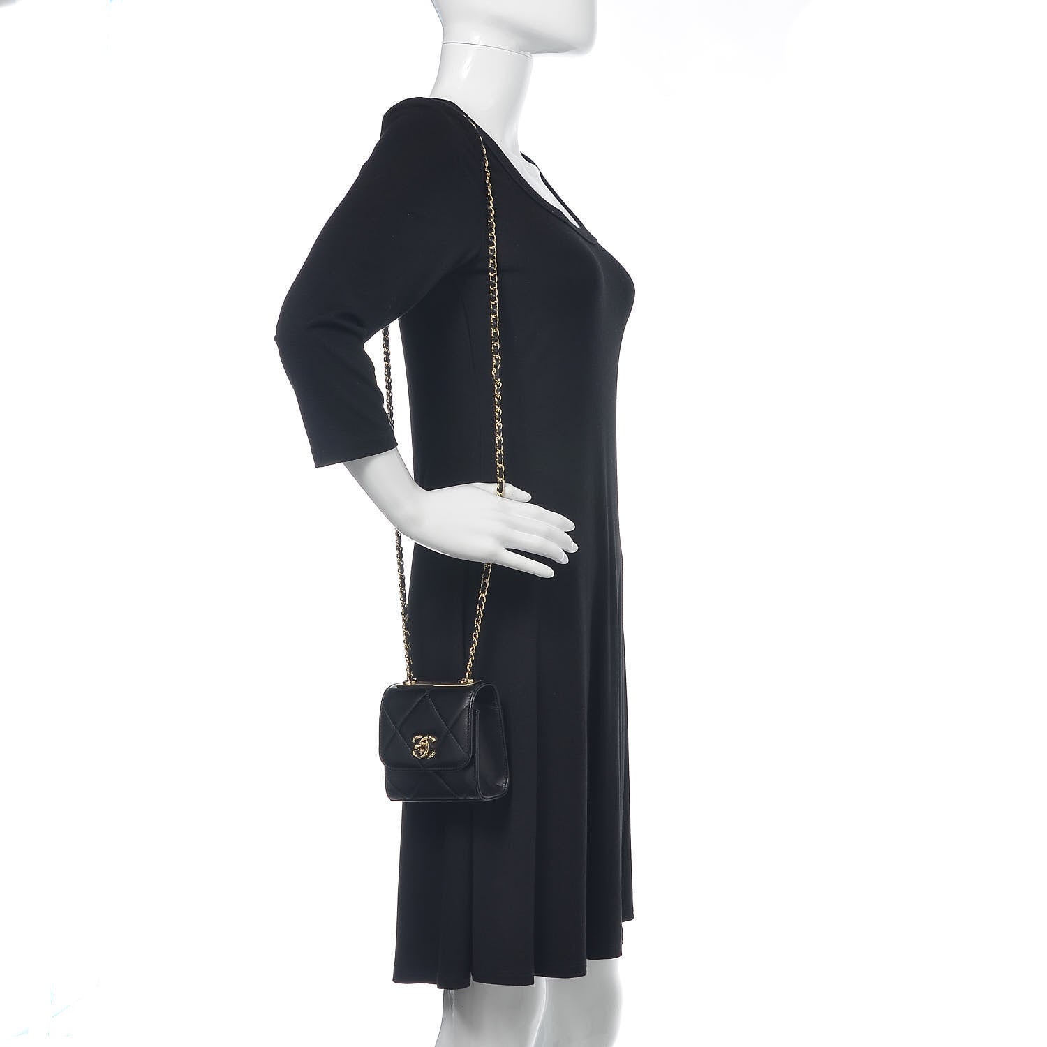 Chanel Lambskin Quilted Mini Trendy CC Clutch With Chain Black 2 of 11
