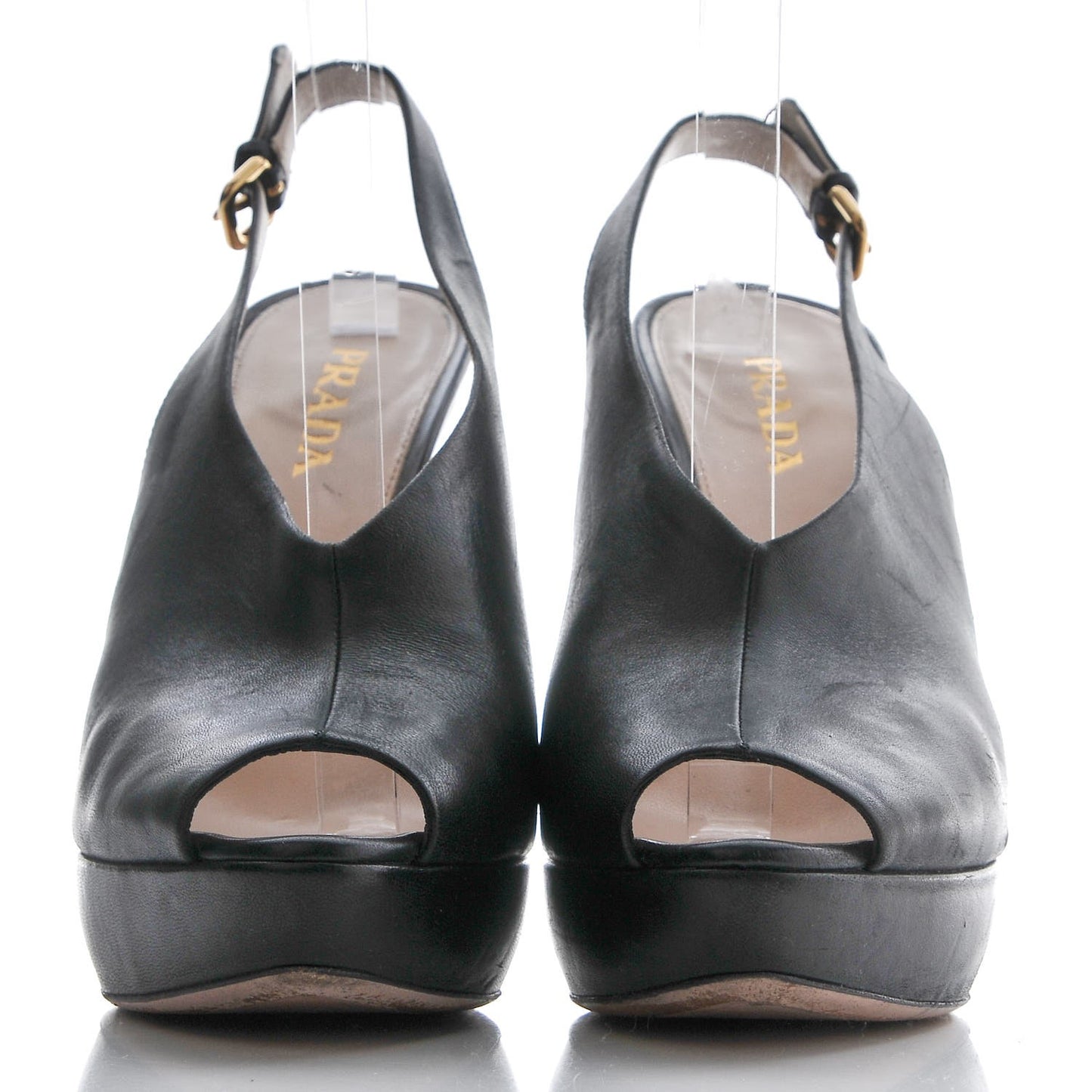 Nappa Peep Toe Slingback Pumps 40.5 Black